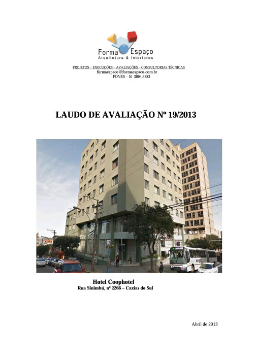 Laudo de Avaliação Nº 19/2013