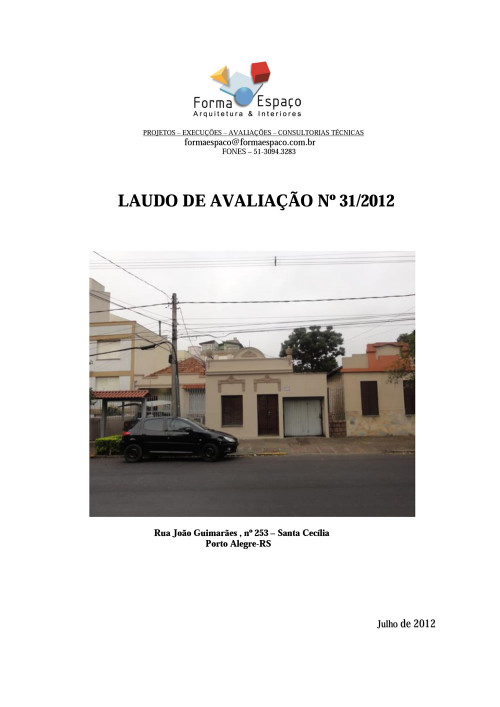 Laudo de Avaliação Nº 31/2012